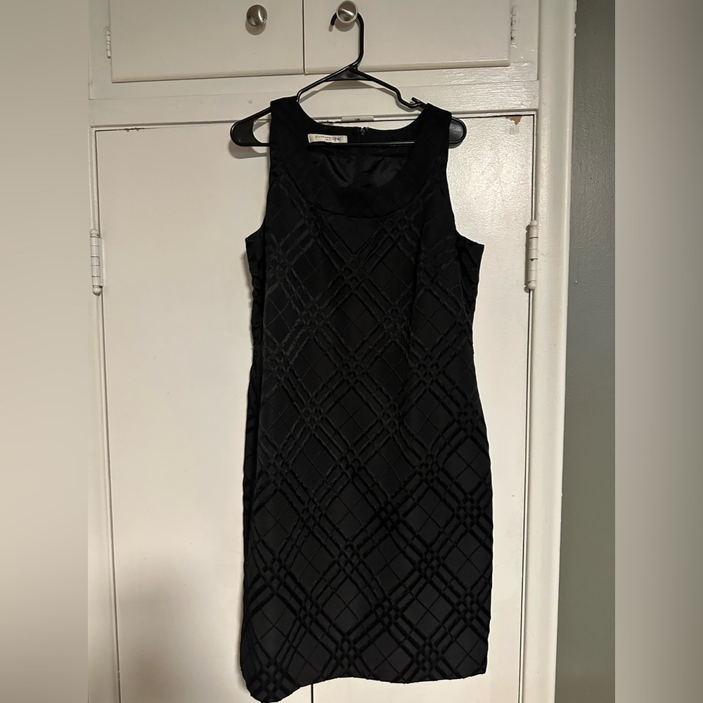 Evan Picone Black Textured Sheath Dress Size 16